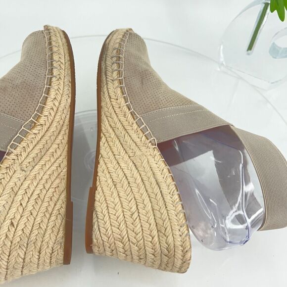 Gentle Souls Women's Colleen Sandals 10 Espadrille Wedge Cross Strap Tan Suede - Picture 9 of 15